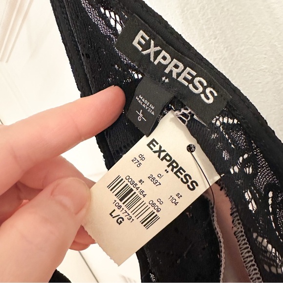 NWT Express Lace Trim V Neck Stretch Cami Blush Pink Black sz Large - Picture 5 of 6